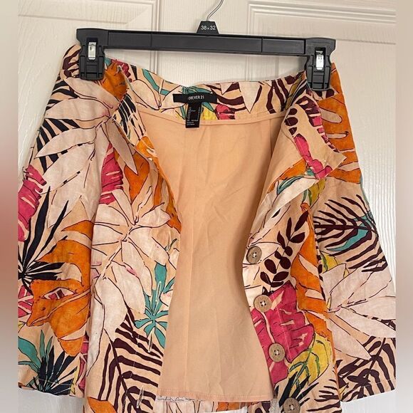 Forever 21 linen blend tropical skirt size s - Picture 3 of 7